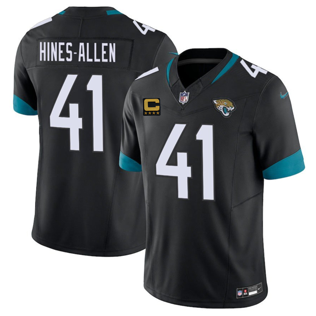 Men's Black Jacksonville Jaguars #41 Josh Hines-Allen 2025 With 4-Star C Patch F.U.S.E. Vapor Limited Stitched Football Jersey